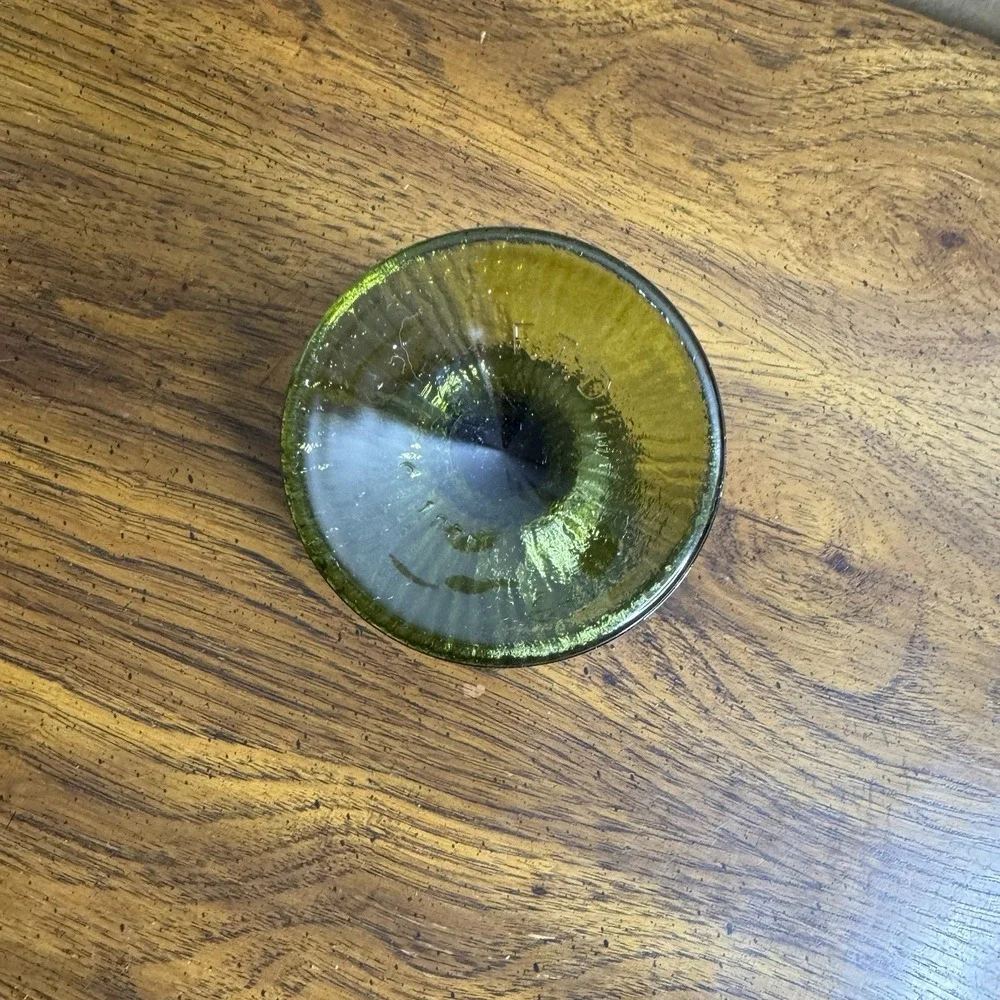 (1) Vintage 1975 FTD Pressed Green Glass Large Goblet Fall‎ Glass Stemware 16oz